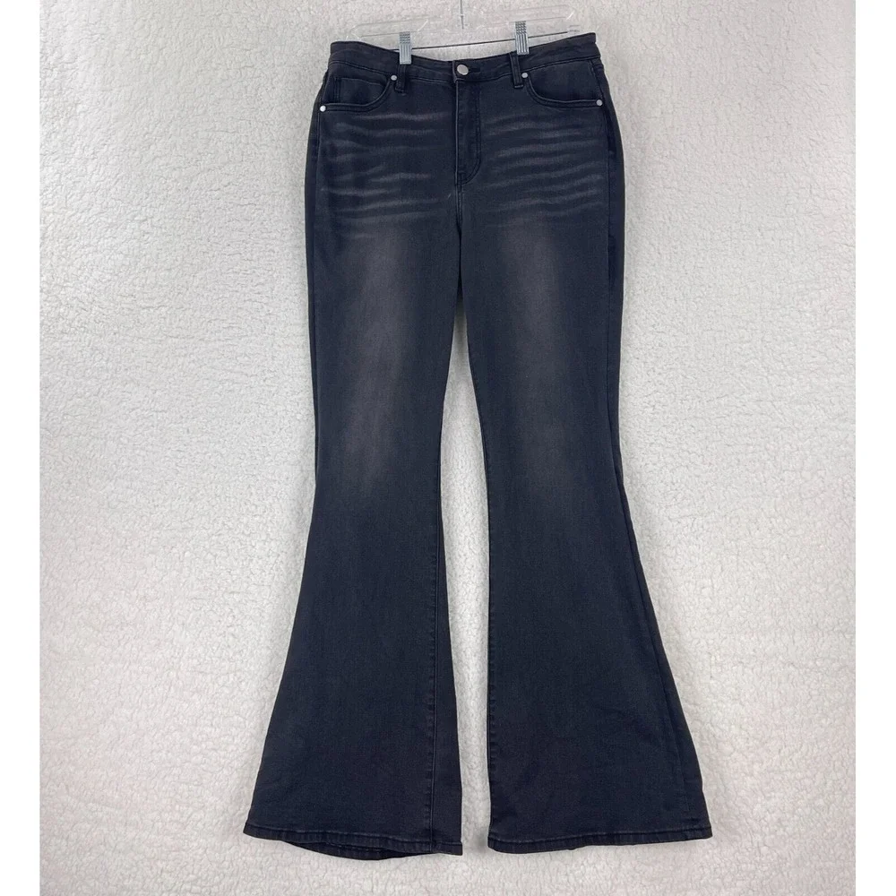 PTCL Ethical Clothing Jeans Womens Size 32 Black Denim Wide-Leg High-Rise Casual